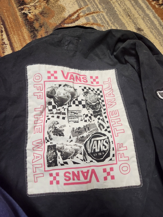Vans Jackets & Blazers - Vans Black Jacket with Pink and White Back Patch
